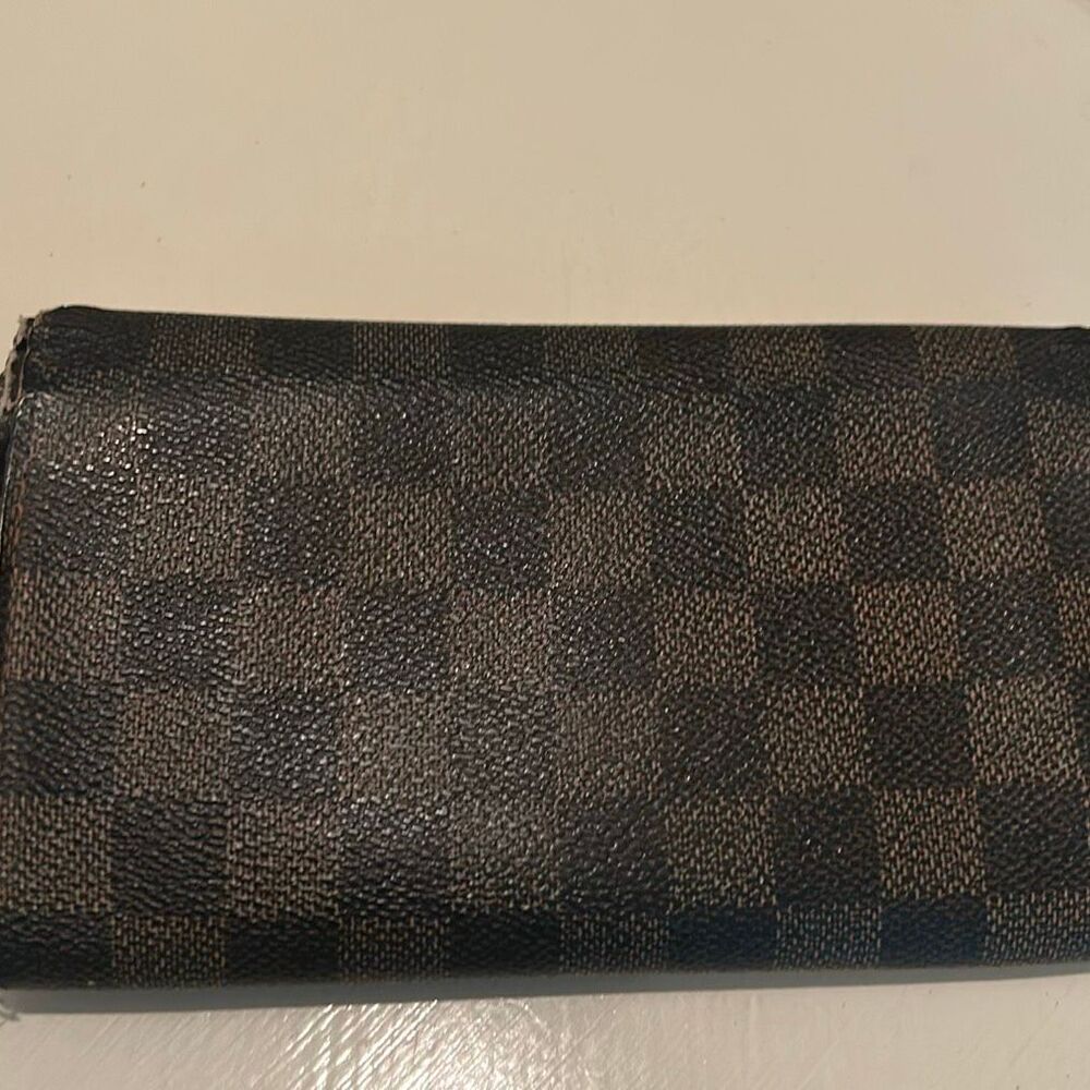 Louis Vuitton Damier Ebene Sarah Wallet Brown Checkered Longline Iconic Luxury - Picture 9 of 10